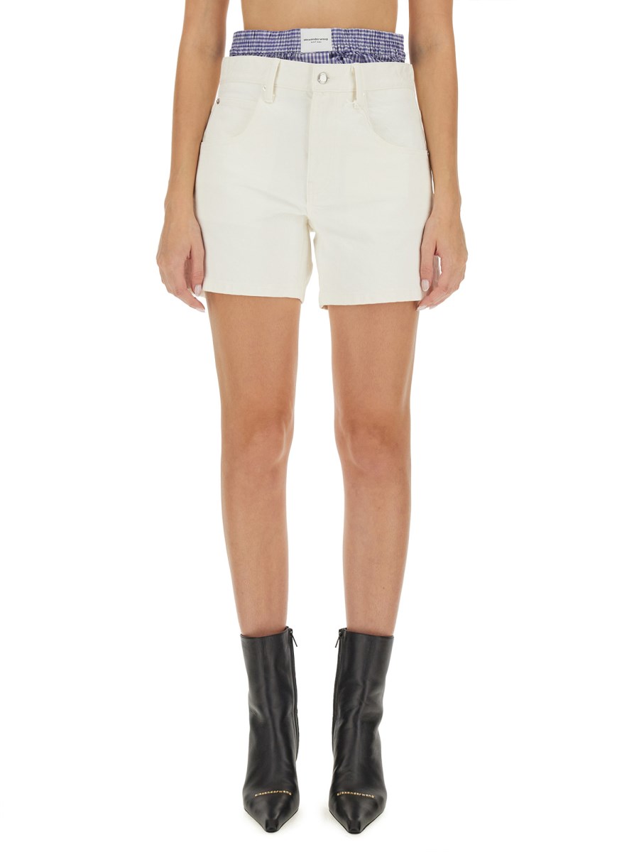 ALEXANDER WANG    DENIM SHORTS WITH HIGH WAIST BOXER SHORTS