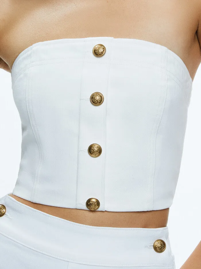 Alice + Olivia - Mel Denim Button Up Bustier - Off White