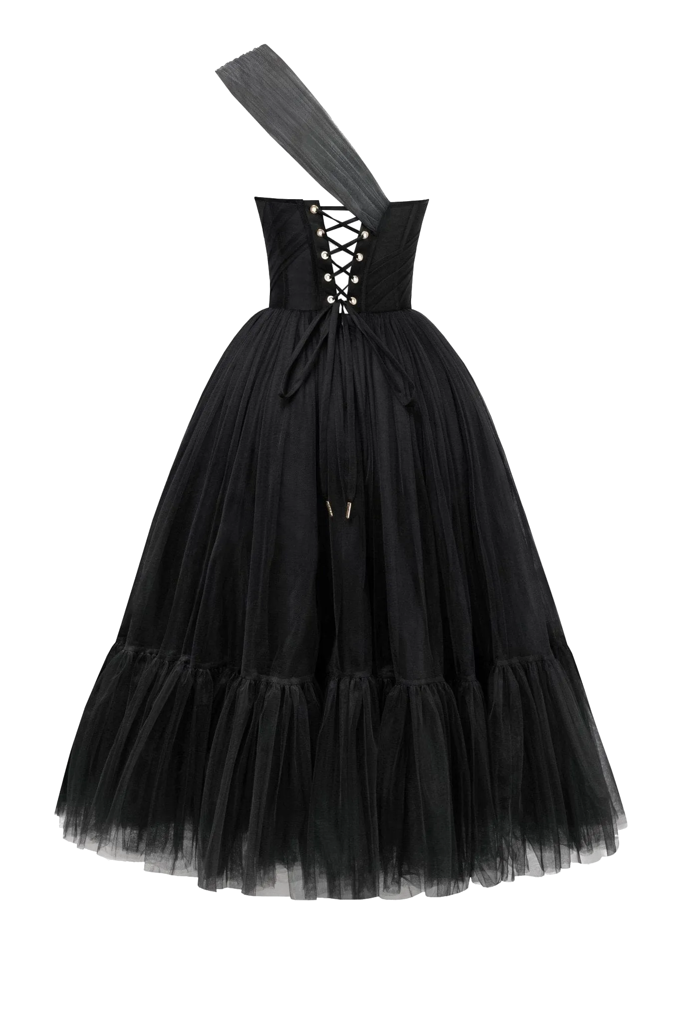 Black One-Shoulder Cocktail Tulle Dress