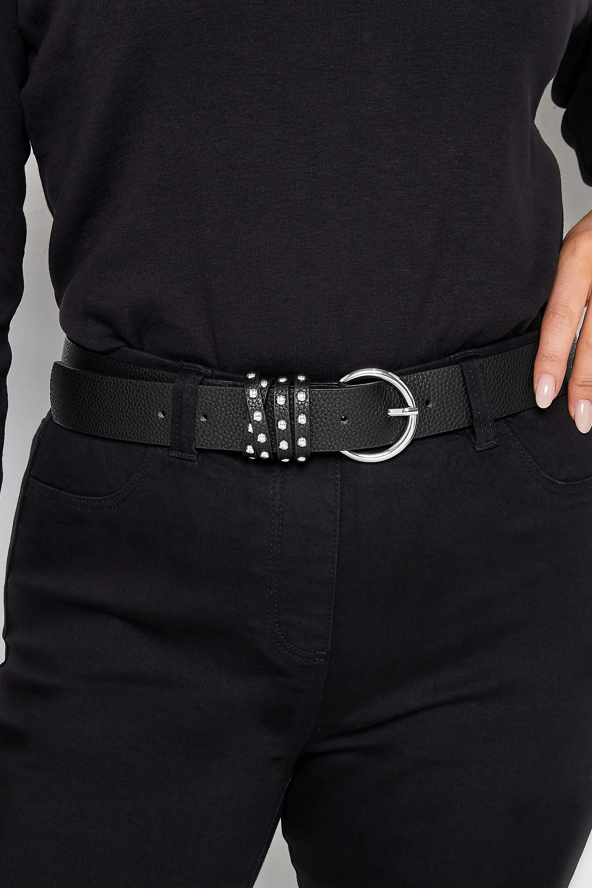 Black Studded Strap Belt