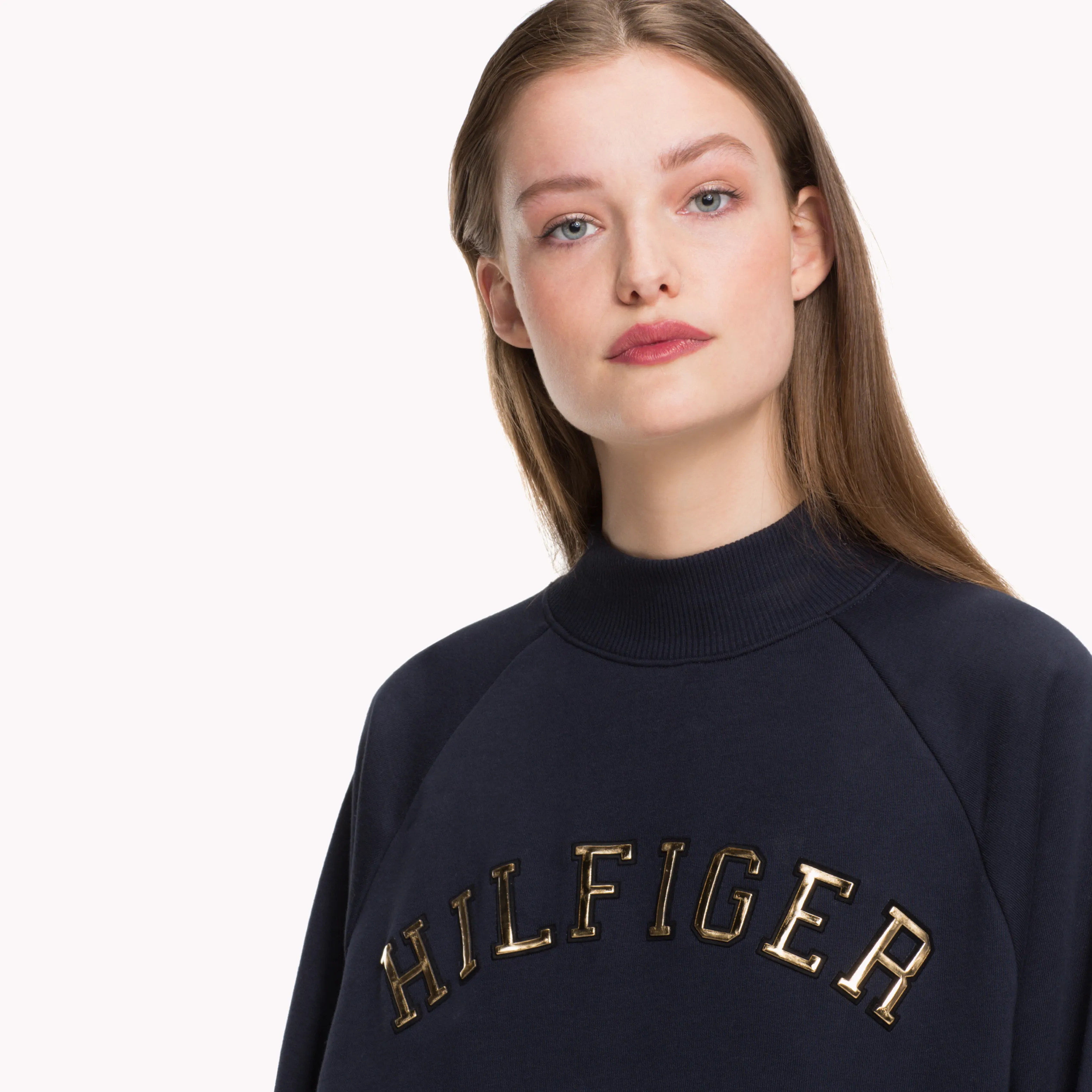 Blue Mock Neck Logo Sweatshirt | Sweatshirts & Hoodies | Tommy Hilfiger