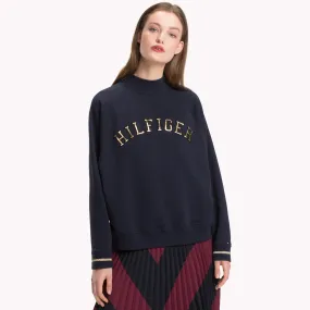 Blue Mock Neck Logo Sweatshirt | Sweatshirts & Hoodies | Tommy Hilfiger