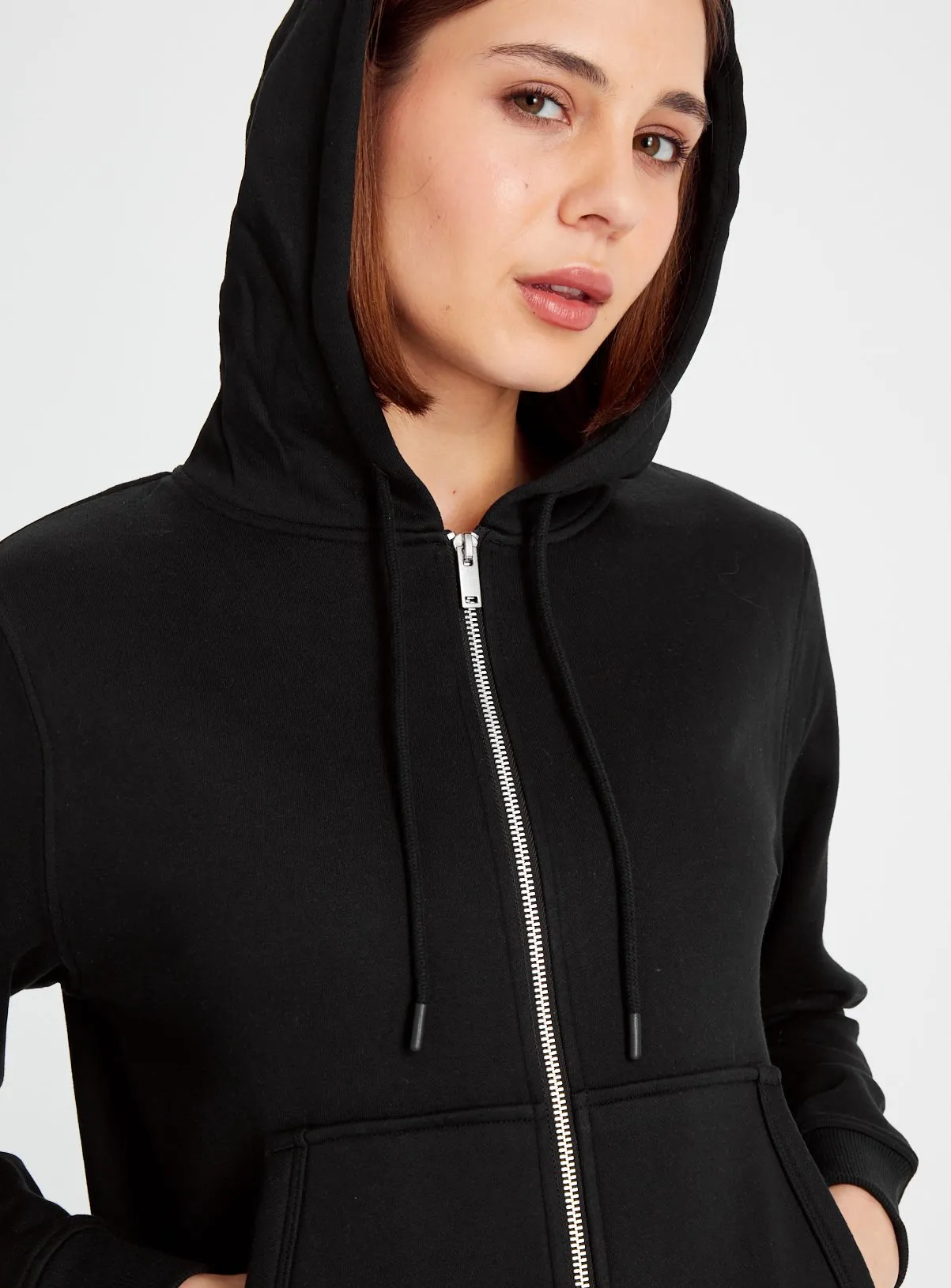 Buy Black Zip-Through Hoodie L | Hoodies and sweatshirts | Tu