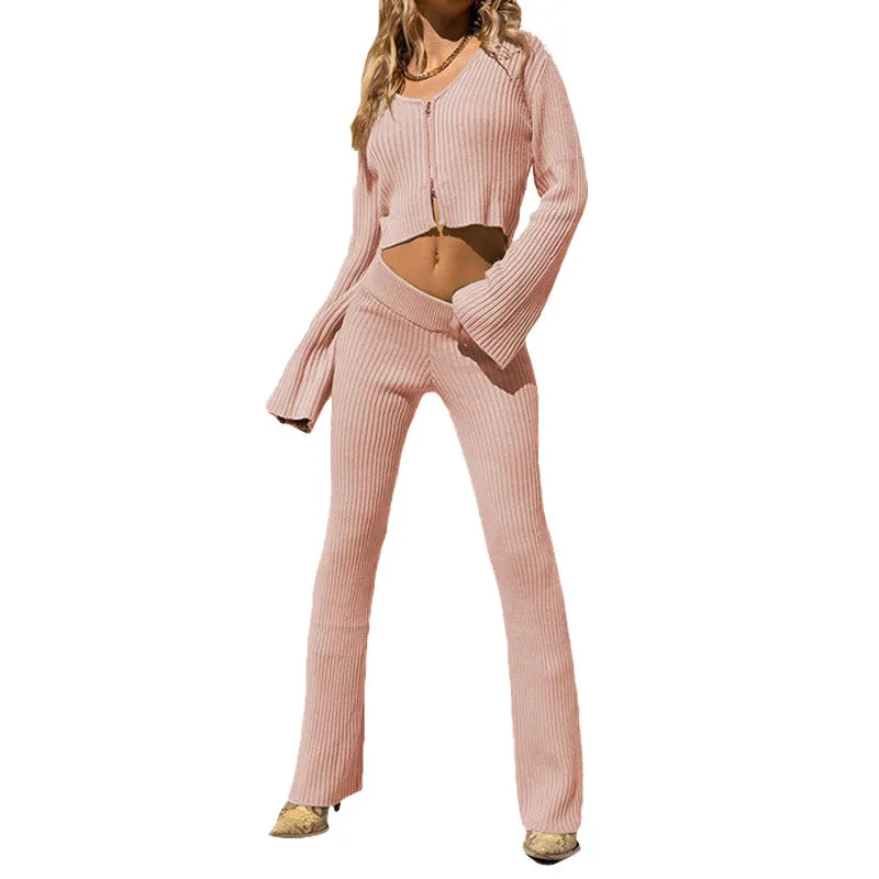 Cardigan Zipper Casual Suit for women