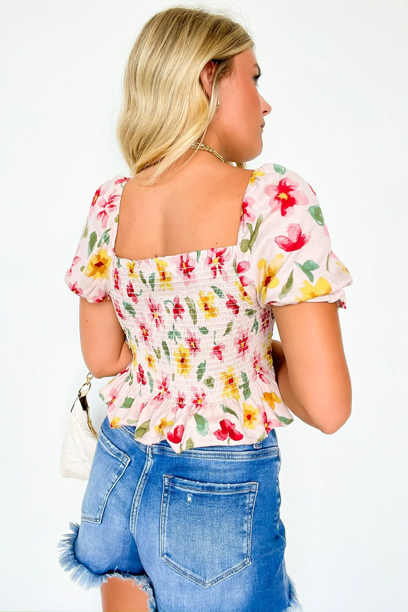 Charmingly Sweet Floral Smocked Top