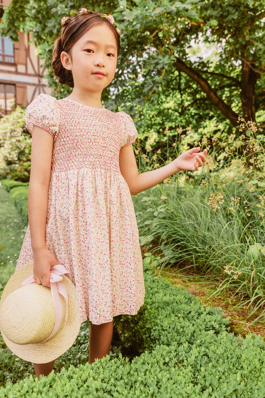 Cherry Floral Smocked Dress