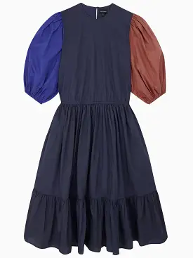 Colour Block Puff Sleeve Dress