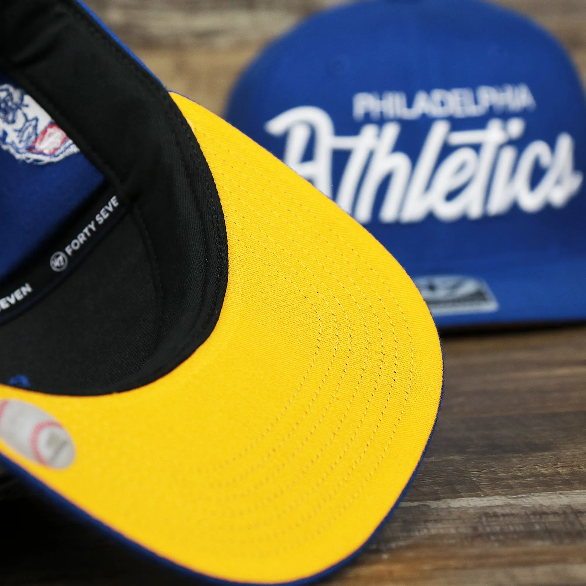 Cooperstown Philadelphia Athletics Wordmark Retro Athletics Side Patch Snapback | Royal Blue Snapback