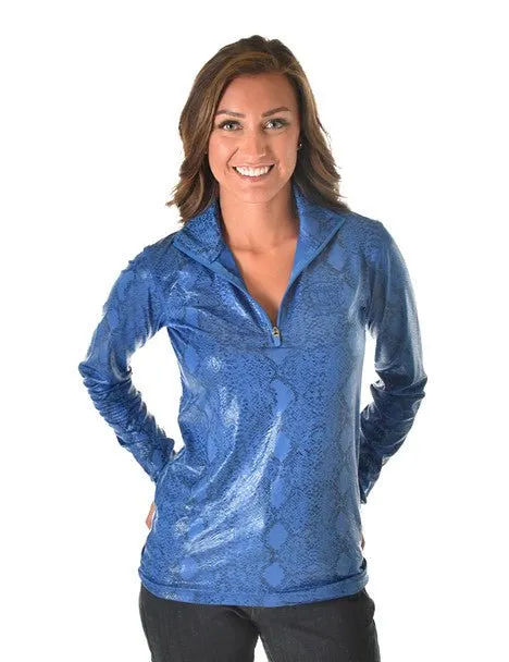 Cowgirl Tuff Womens Quarter Zip Cadet Blue Poly/Spandex Athletic Shell Jacket