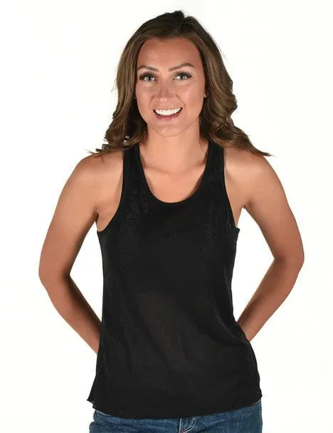 Cowgirl Tuff Womens Shimmer Breathe Black Nylon S/L Tank Top