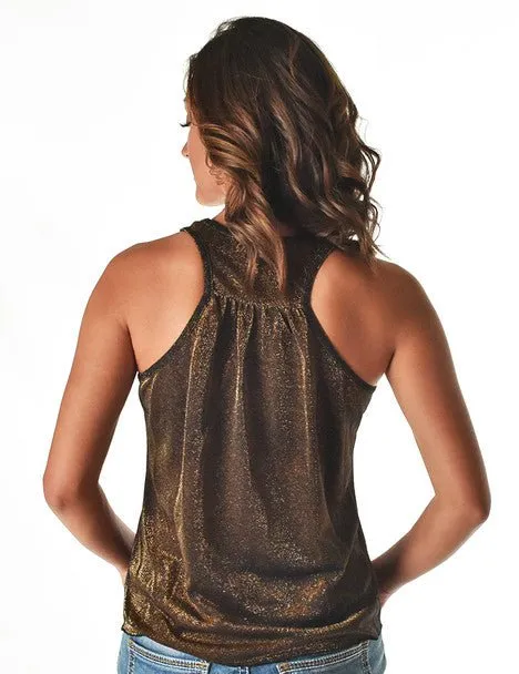 Cowgirl Tuff Womens Shimmer Breathe Copper Nylon S/L Tank Top