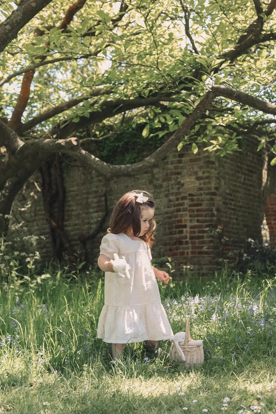 Cream Embroidered Puff Sleeve Dress