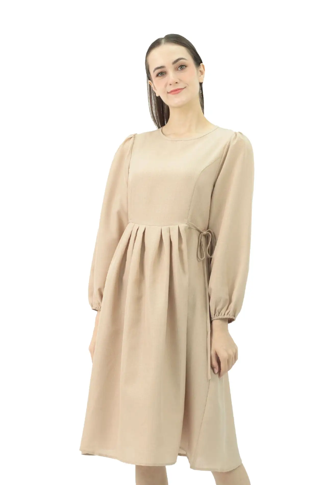 DAISY BY VOIR Tie Side Puff Sleeves Dress