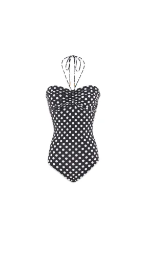 Dotted Bustier Swimsuit - Black/White