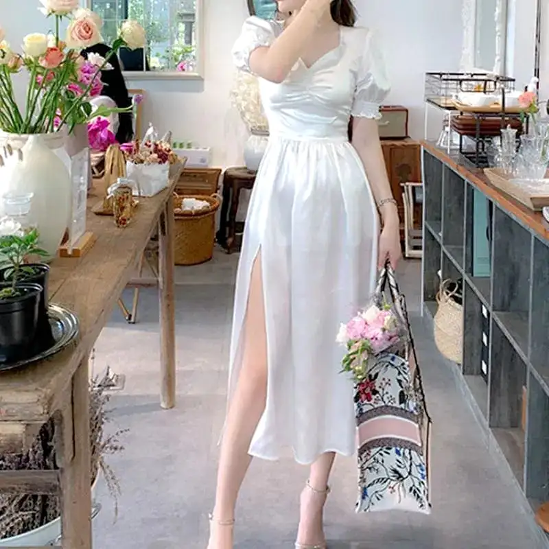 Elegant Chiffon Ruffle Puff Sleeve Fairy Dress MK15665