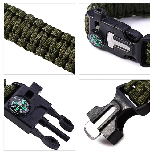 Emergency Paracord Bracelets, Survival Bracelet With Embedded Compass Whistle Survival Fire Starter Scraper Accessories, Suit Fo