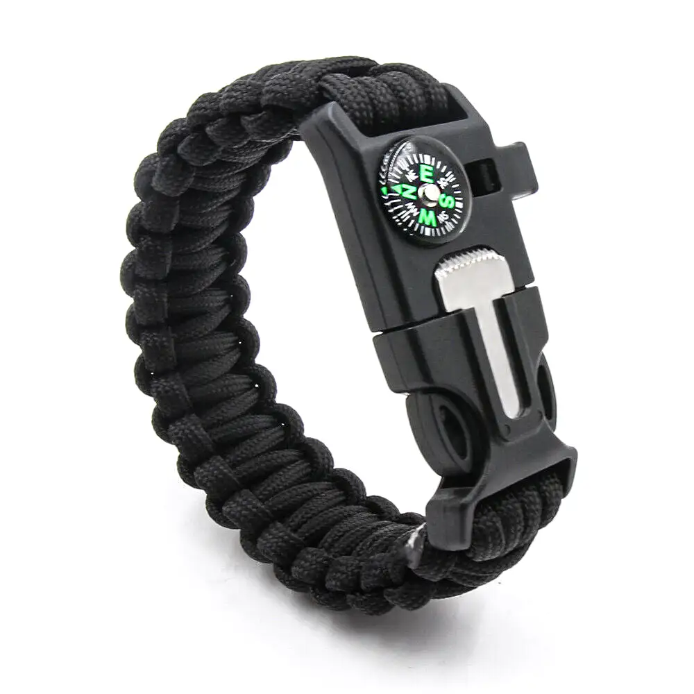 Emergency Paracord Bracelets, Survival Bracelet With Embedded Compass Whistle Survival Fire Starter Scraper Accessories, Suit Fo