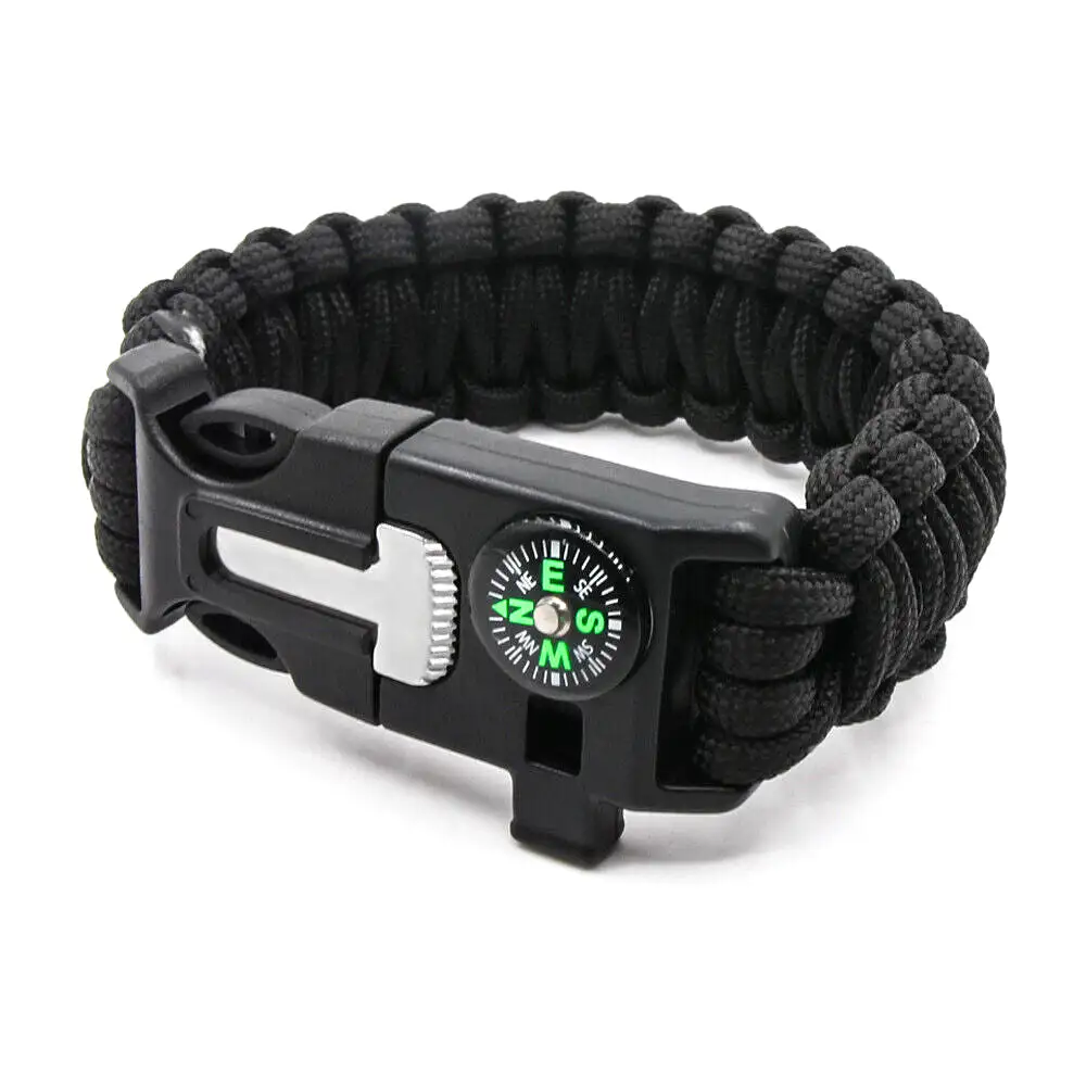 Emergency Paracord Bracelets, Survival Bracelet With Embedded Compass Whistle Survival Fire Starter Scraper Accessories, Suit Fo