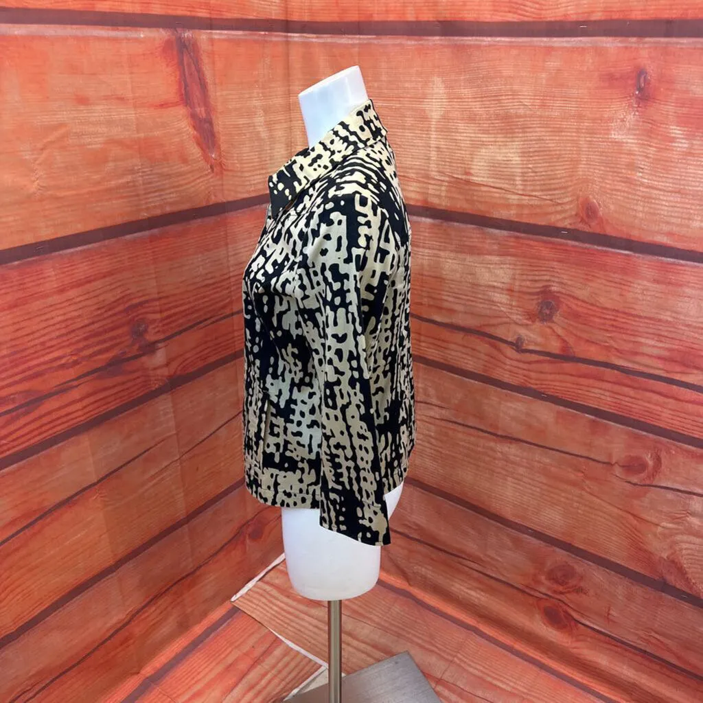 ERIN LONDON BLACK BEIGE PRINT JACKET SIZE SMALL TCC