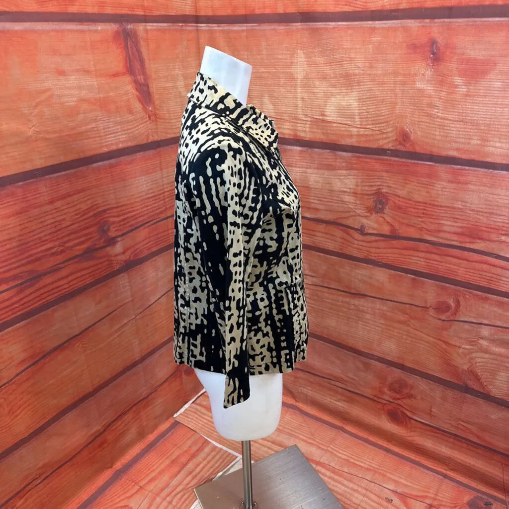 ERIN LONDON BLACK BEIGE PRINT JACKET SIZE SMALL TCC