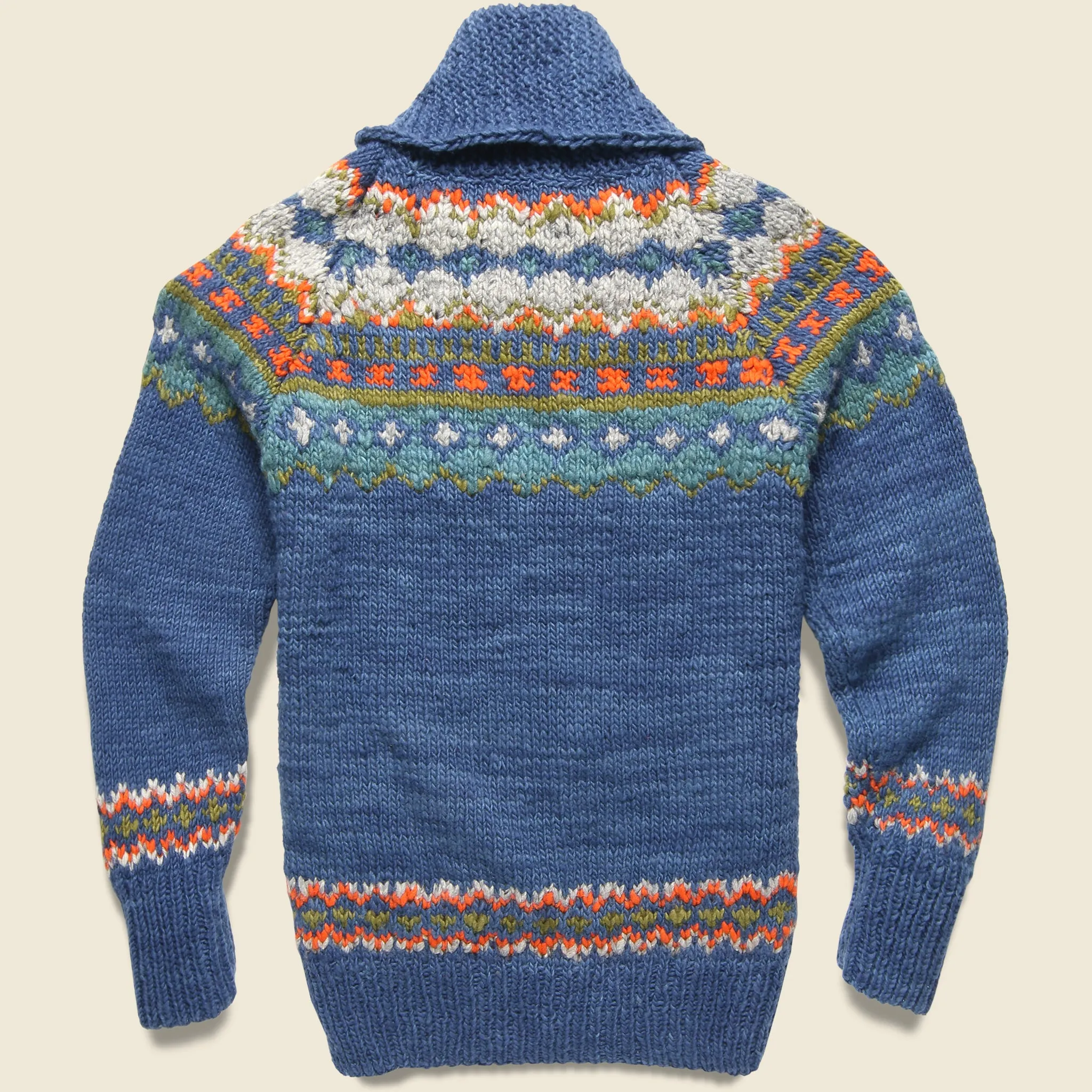 Fair Isle Zipper Cardigan - Dark Real Indigo #3