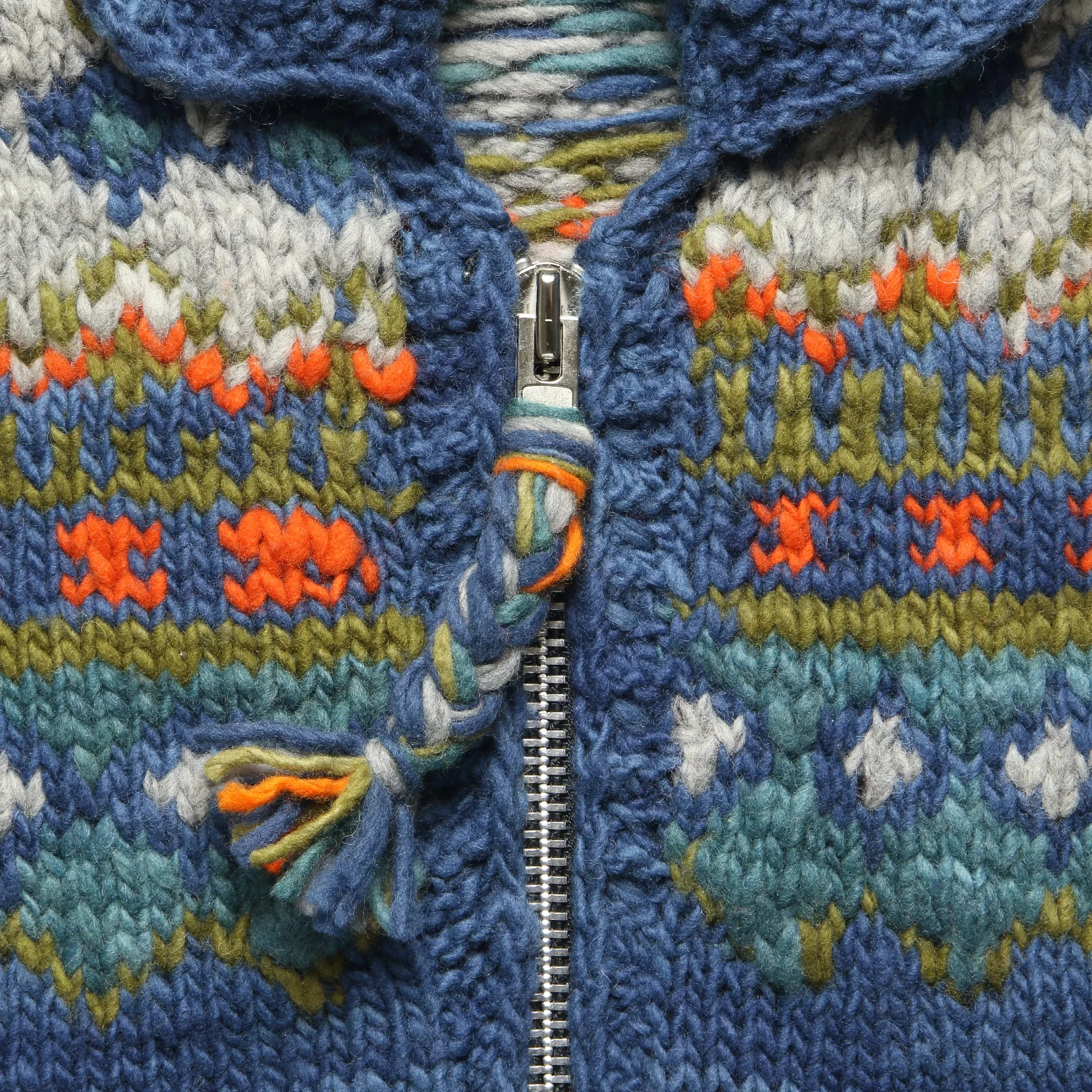 Fair Isle Zipper Cardigan - Dark Real Indigo #3