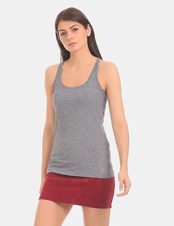 GAP Women Grey Breathe Heathered Tank Top