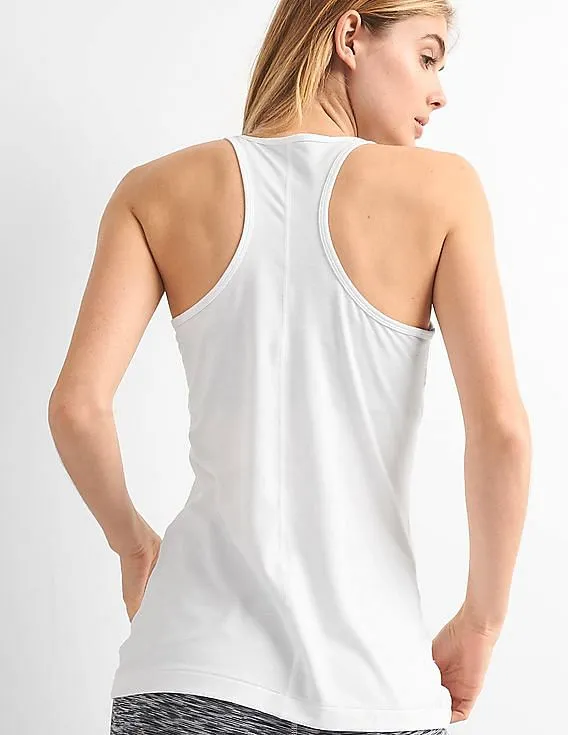 GAP Women White Breathe Heathered Tank