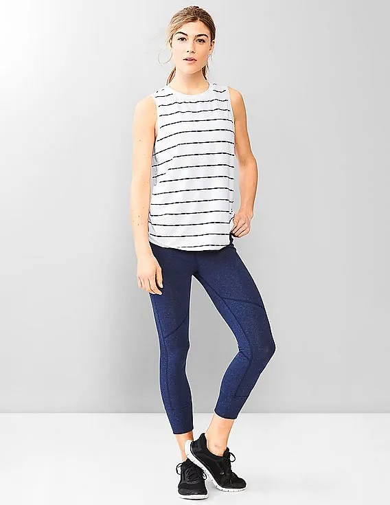 GAP Women White Women Breathe Stripe Tank Top