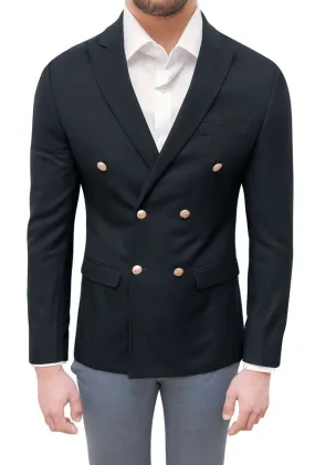 Giacca uomo sartoriale nero doppio petto blazer invernale elegante cerimonia