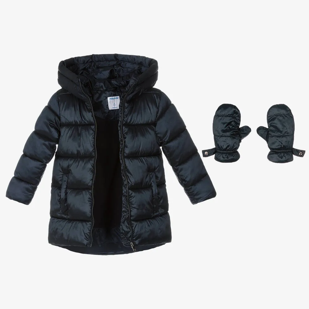 Girls Blue Puffer Coat 