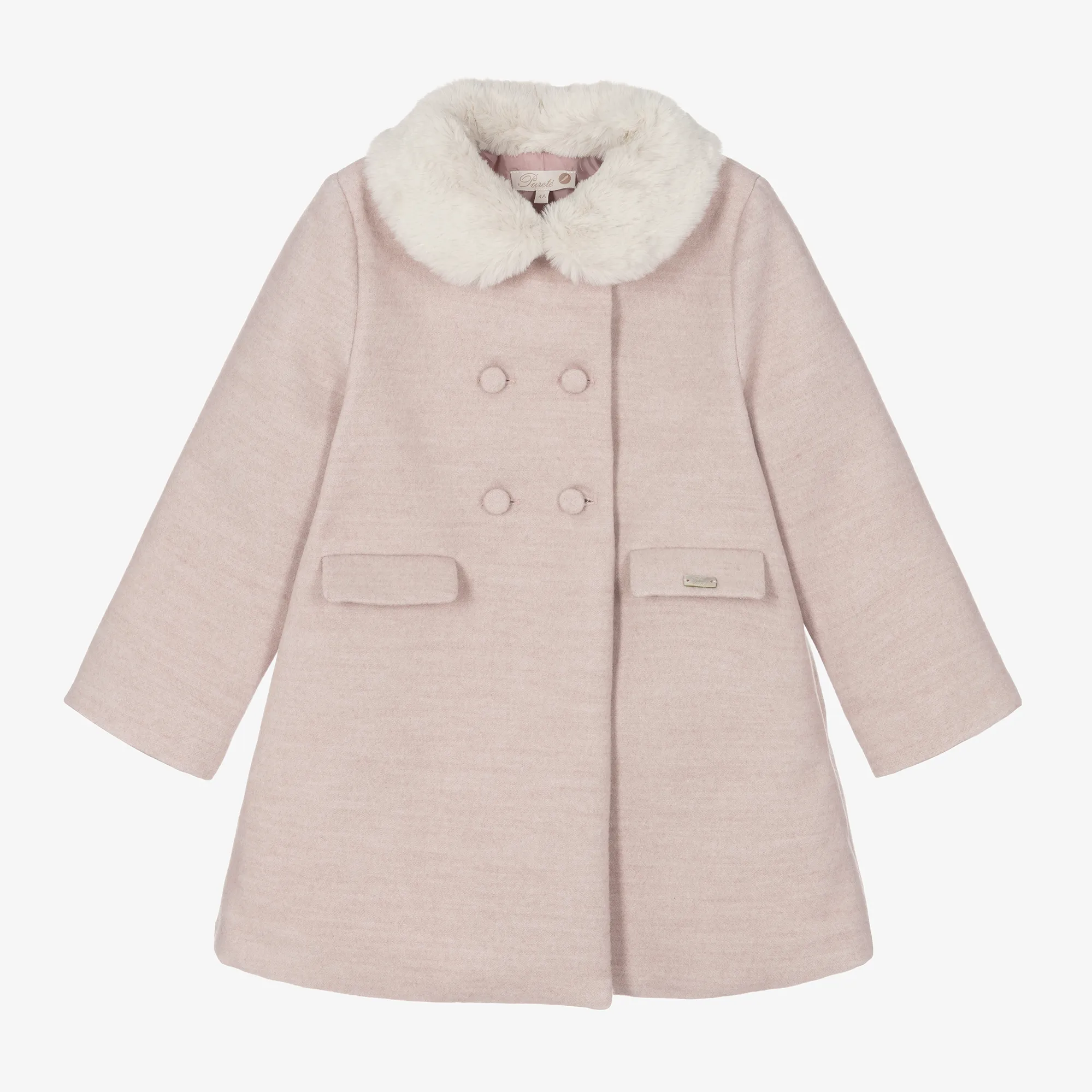 Girls Pink Collared Coat