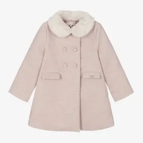 Girls Pink Collared Coat