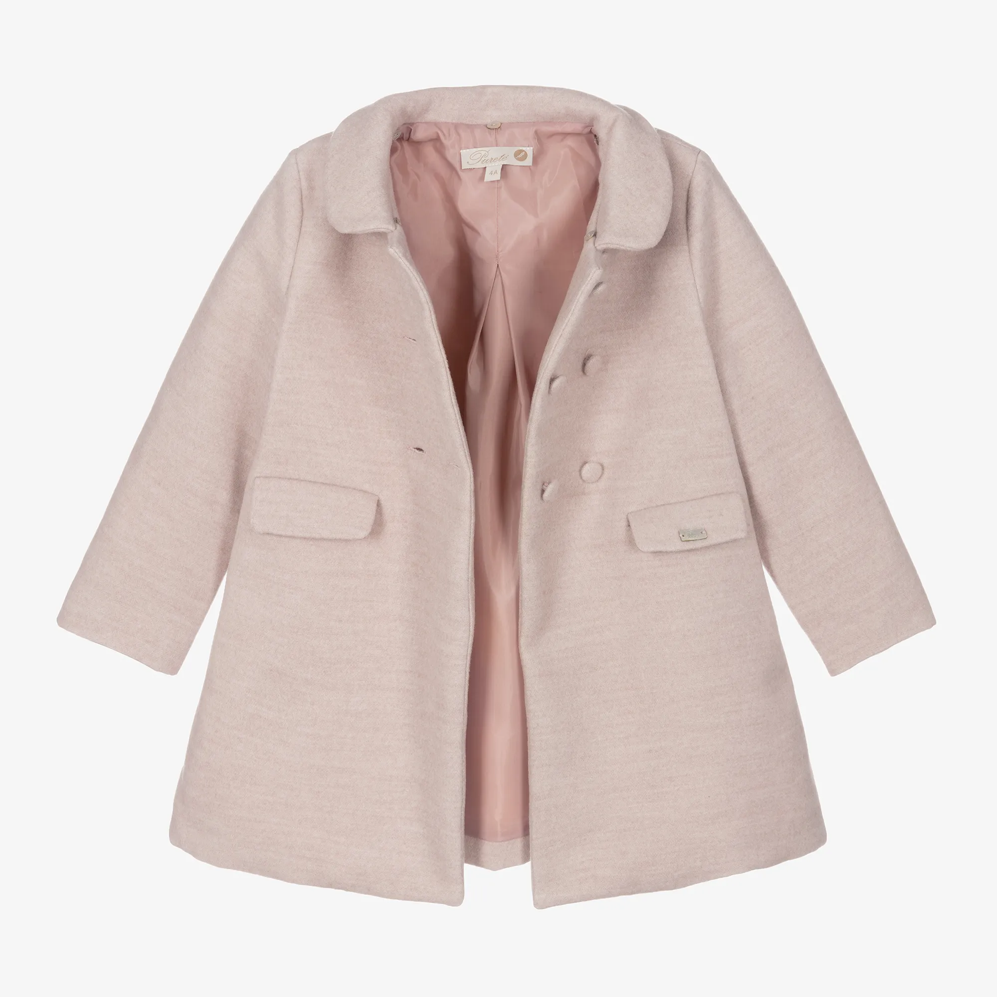 Girls Pink Collared Coat