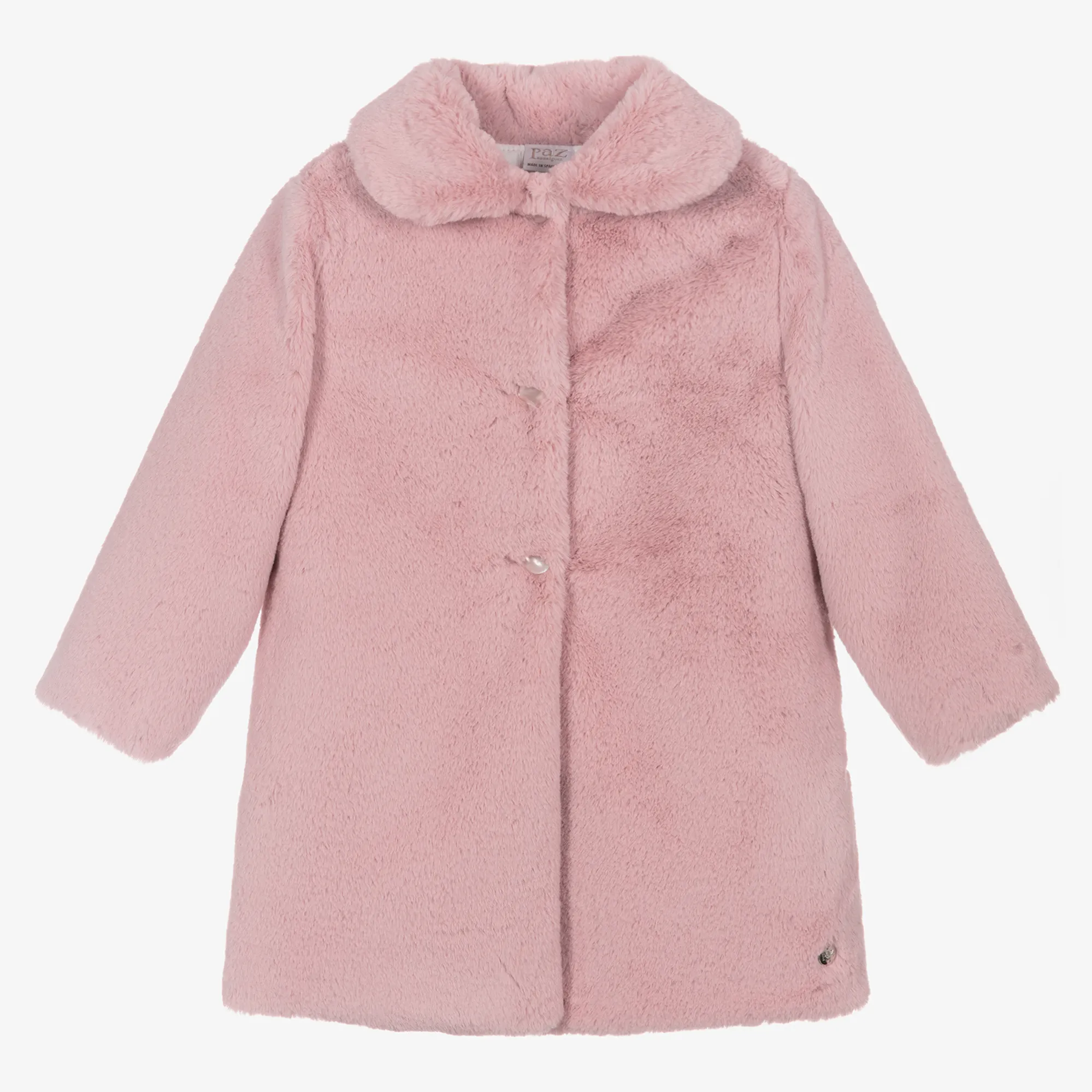 Girls Pink Faux Fur Coat