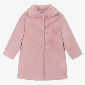 Girls Pink Faux Fur Coat