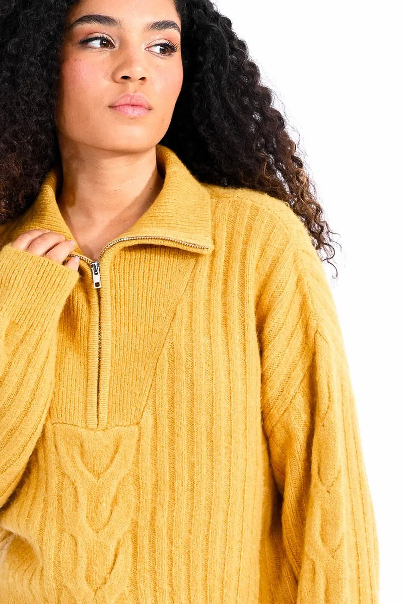 Half Zip Saffron Sweater