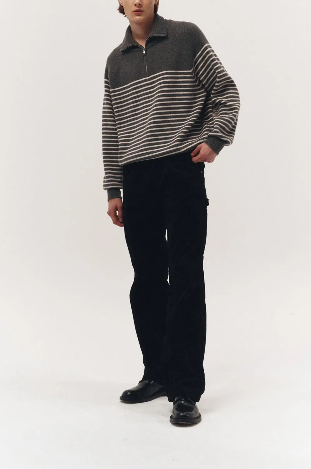 HALF ZIP-UP STRIPE KNIT