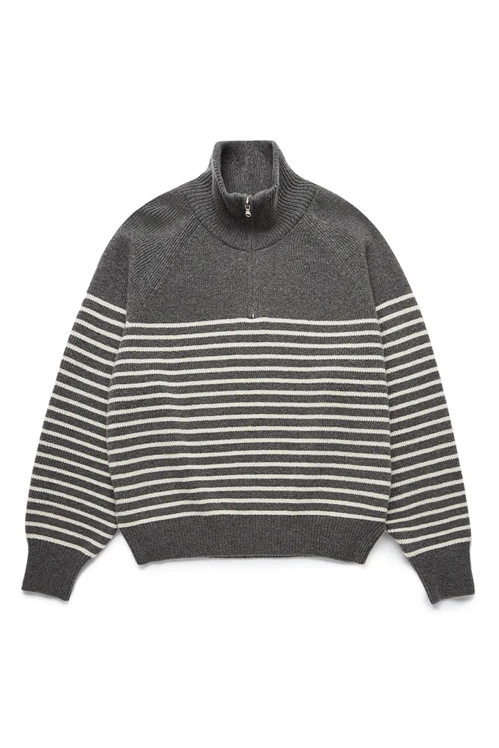 HALF ZIP-UP STRIPE KNIT