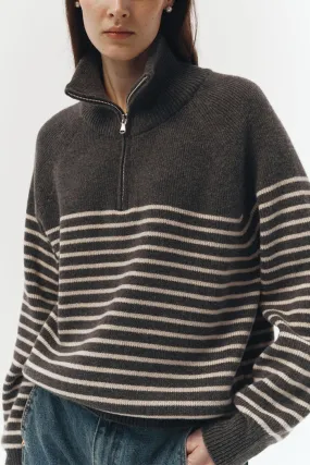 HALF ZIP-UP STRIPE KNIT