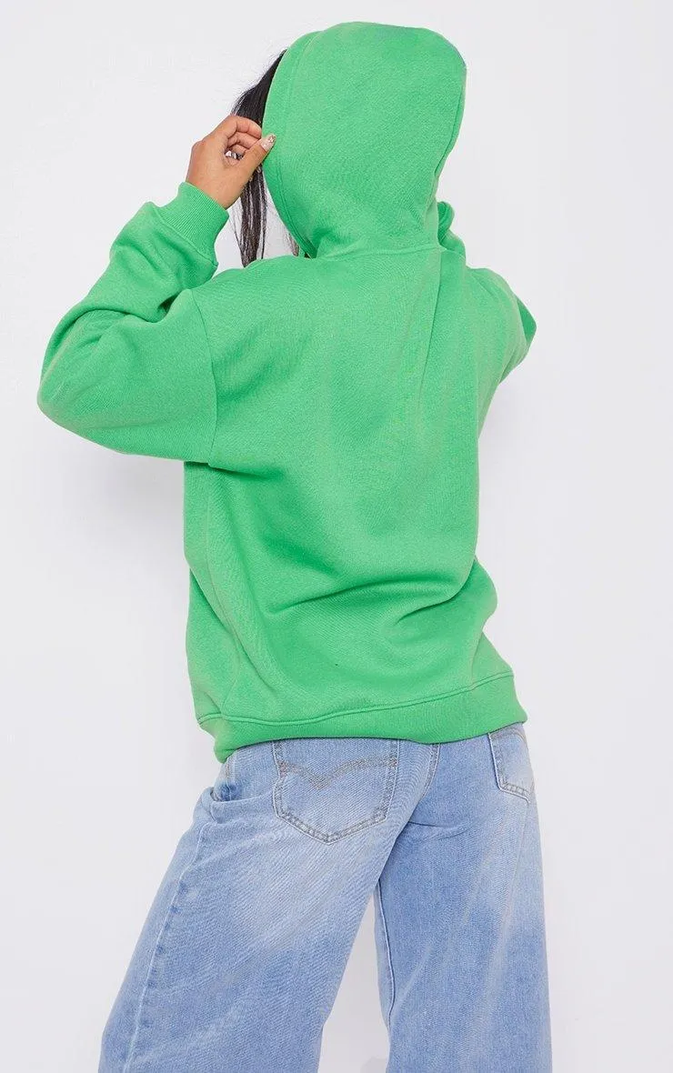 Hoodies & Sweatshirts | Green Oversized Zip Up Front Hoodie | PrettyLittleThing