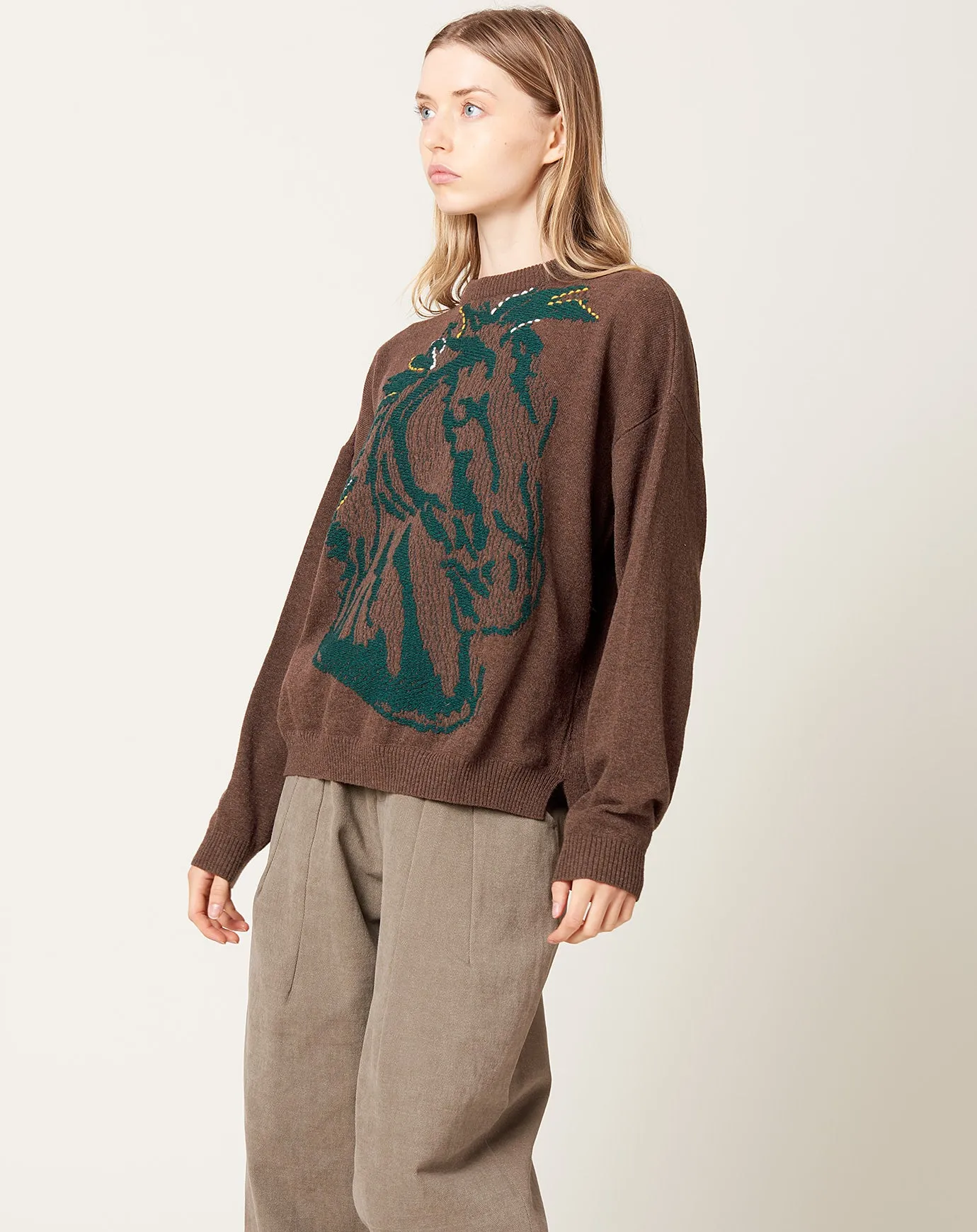 Horse Head Knit Jumper in Brown