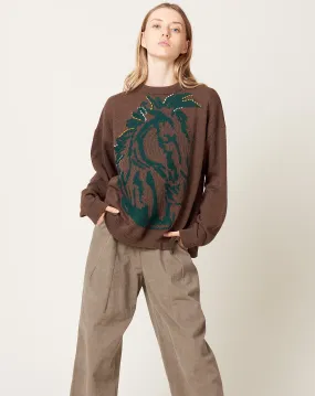 Horse Head Knit Jumper in Brown