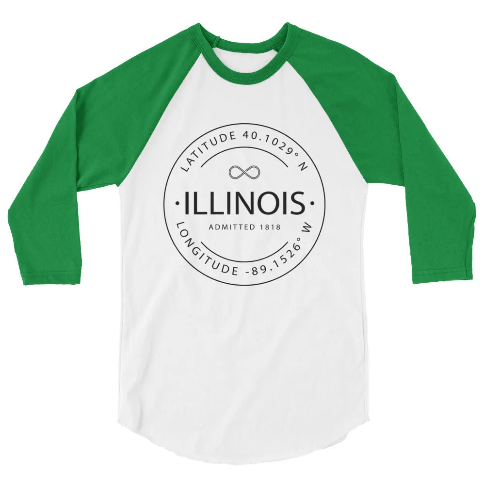 Illinois - 3/4 Sleeve Raglan Shirt - Latitude & Longitude