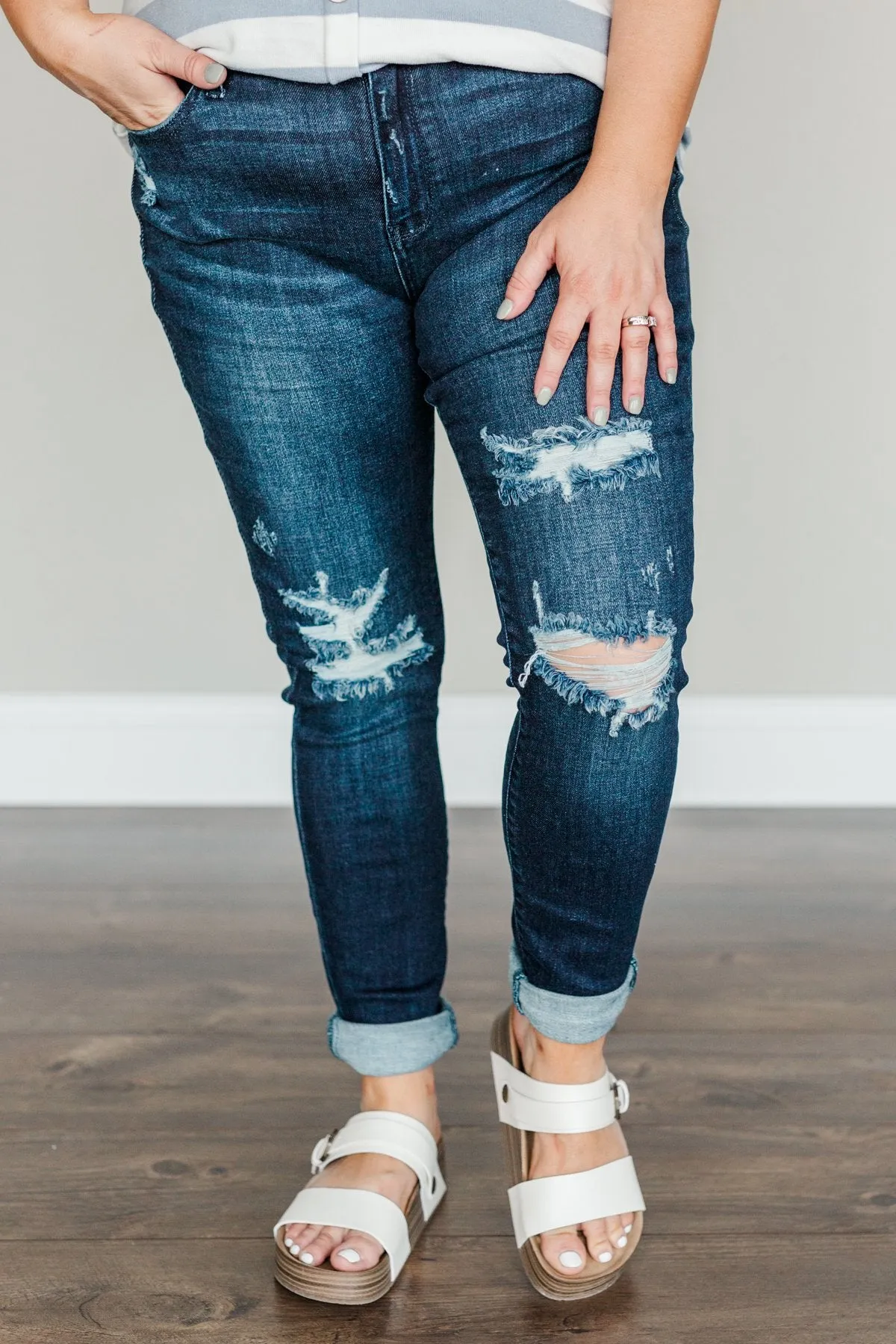 Judy Blue Distressed Skinny Jeans- Samantha Wash