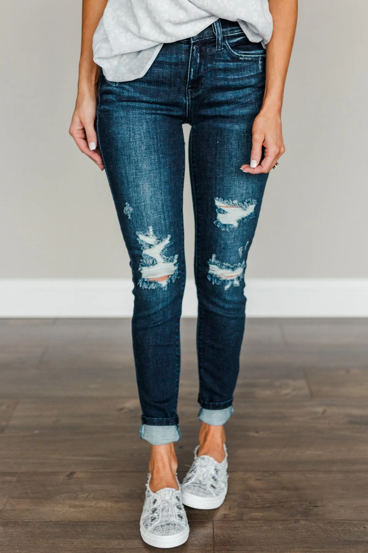 Judy Blue Distressed Skinny Jeans- Samantha Wash