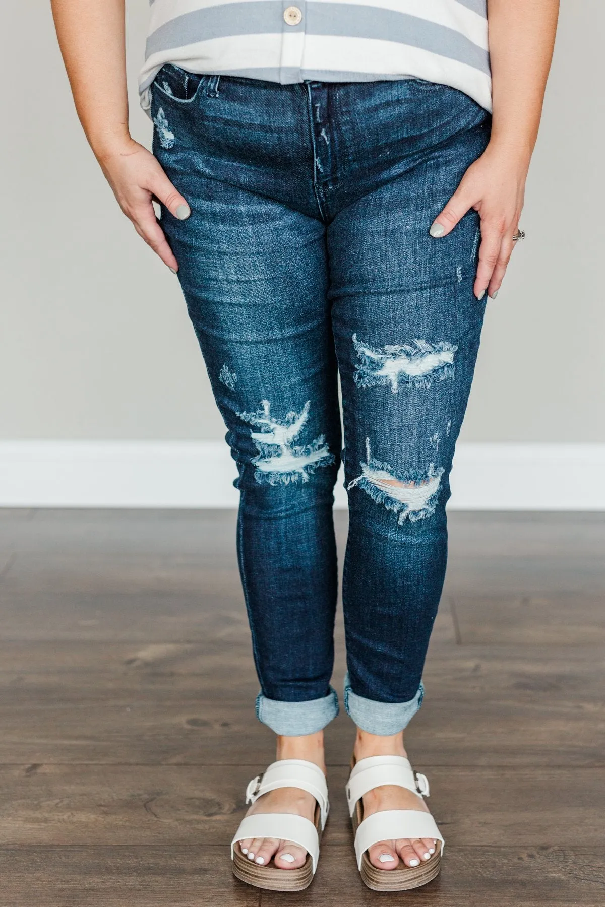 Judy Blue Distressed Skinny Jeans- Samantha Wash