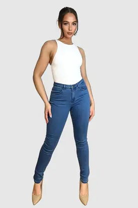 Light Blue Cotton Blend Denim Classic Skinny Jeans