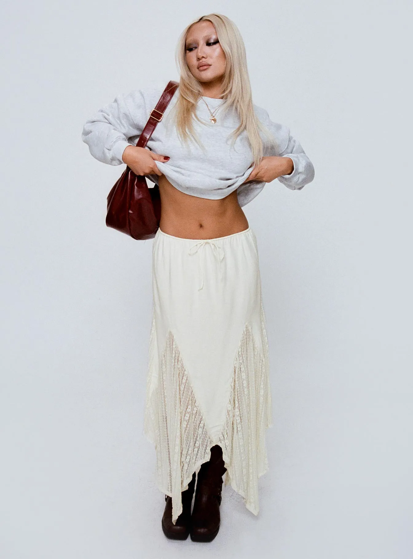 Madame Lace Maxi Skirt Cream Tall