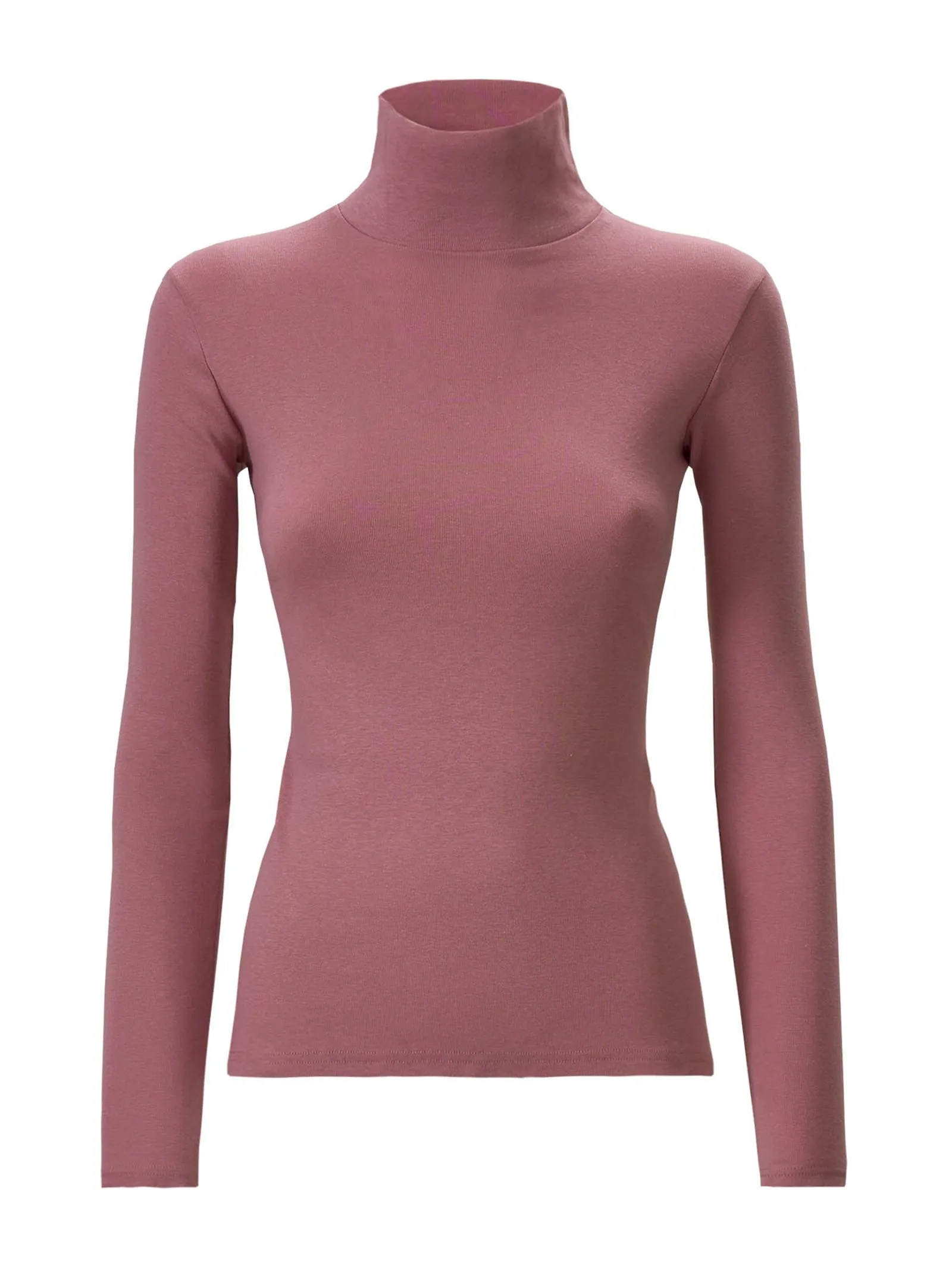 Maglietta collo alto in Eco Cotton - Rosa Antico